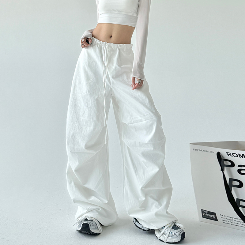 レディースワイドパンツ 立体デザイン ドレープワイドパンツ