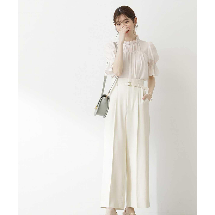 レディースワイドパンツ レディース タックギャザー ワイドパンツ