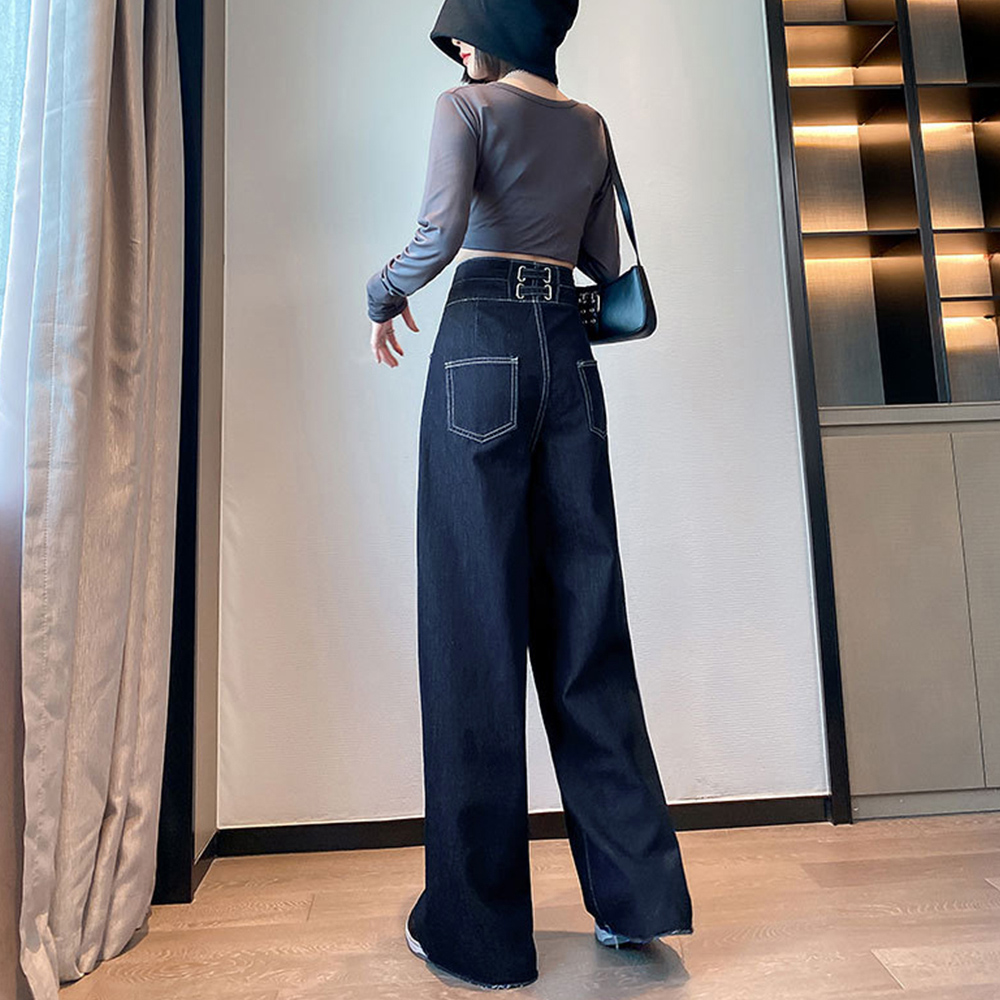 レディースワイドパンツ ハイウエスト 美脚 デニムワイドパンツ