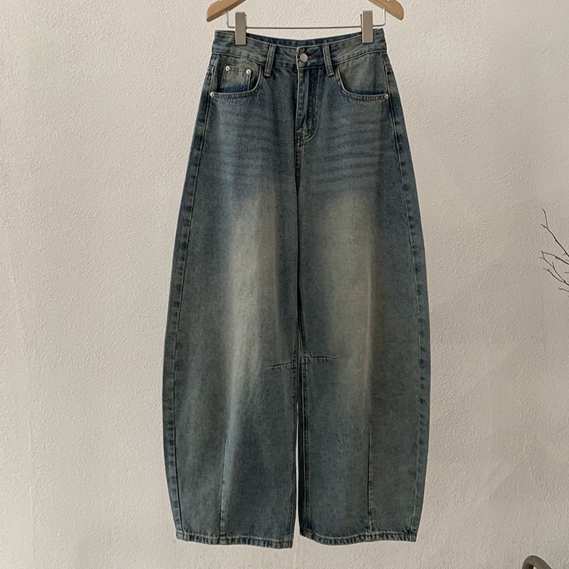 レディースワイドパンツ レディースデニムワイドパンツ ゆったりロング丈 全2色