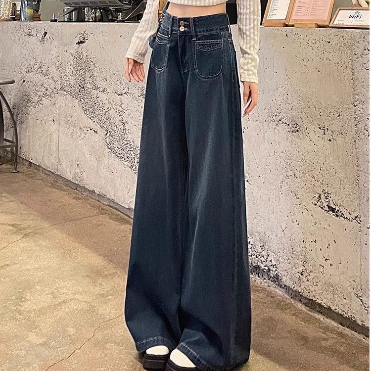 レディースワイドパンツ ハイウエストドレープロングパンツ