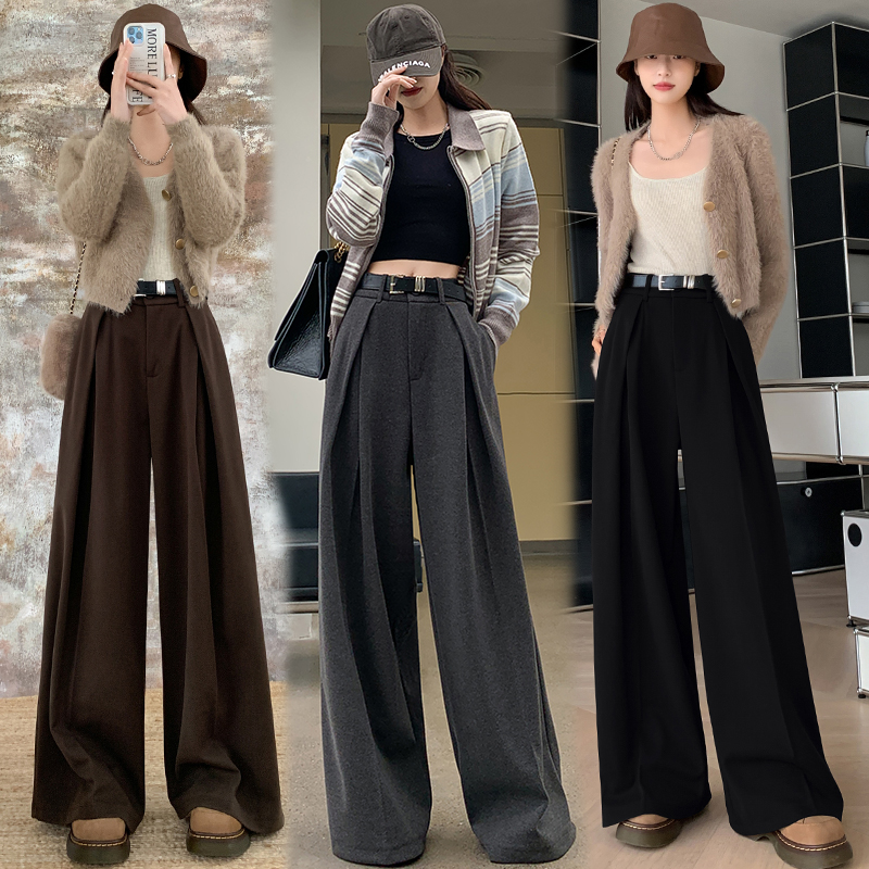 レディースワイドパンツ タックプリーツ美シルエットワイドパンツ