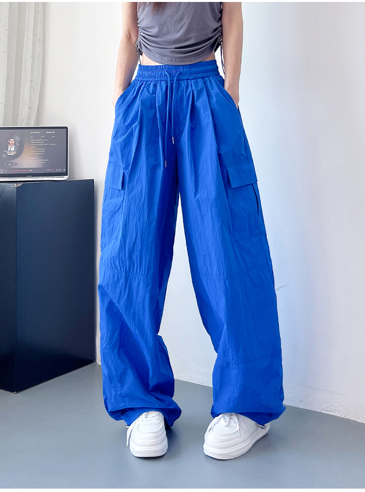 レディースワイドパンツ ゆったりカーゴポケット付パンツ