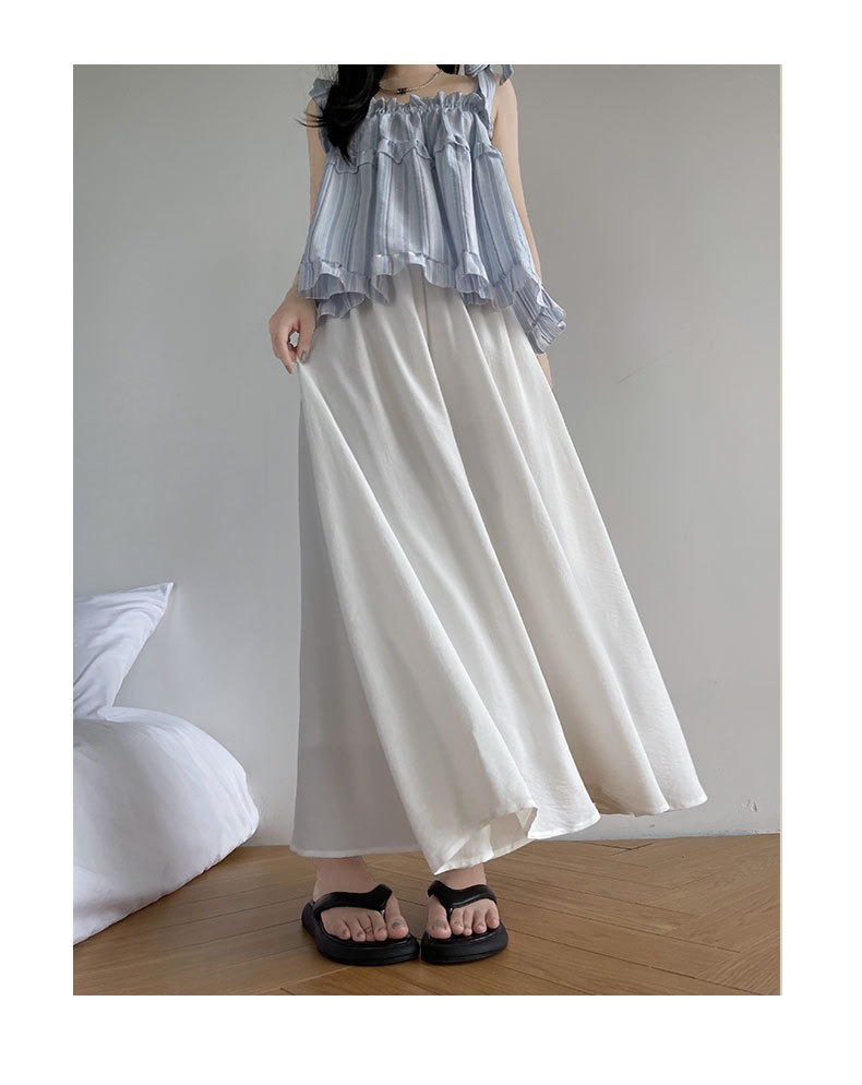 レディースワイドパンツ なめらか揺れ感ロングスカーチョ