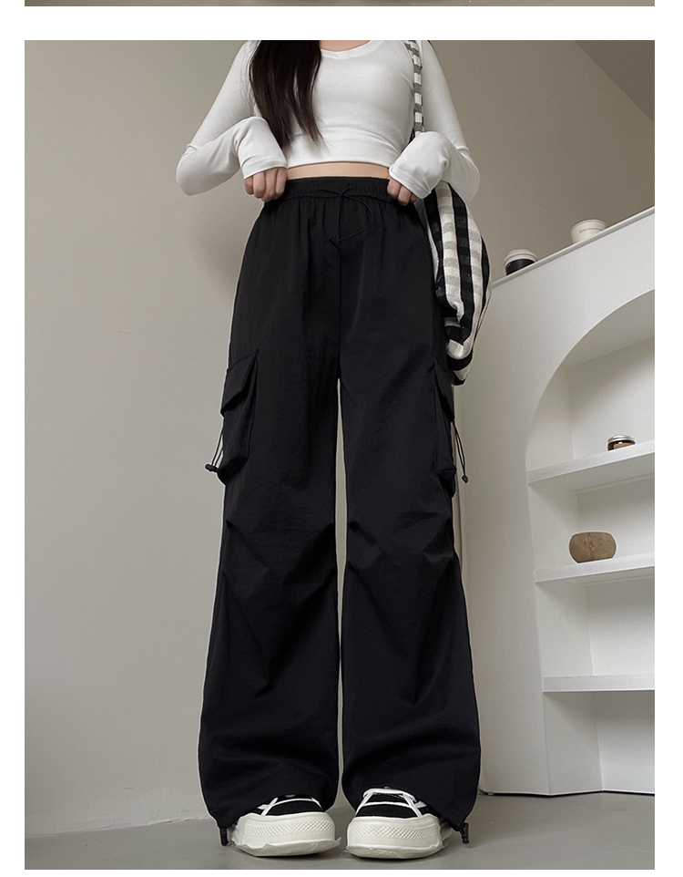 レディースワイドパンツ ゆったり楽ちんサイドポケットワイドパンツ