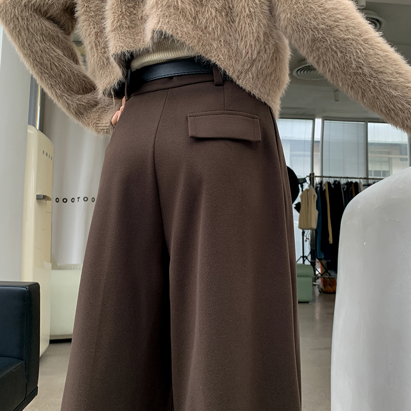 レディースワイドパンツ タックプリーツ美シルエットワイドパンツ