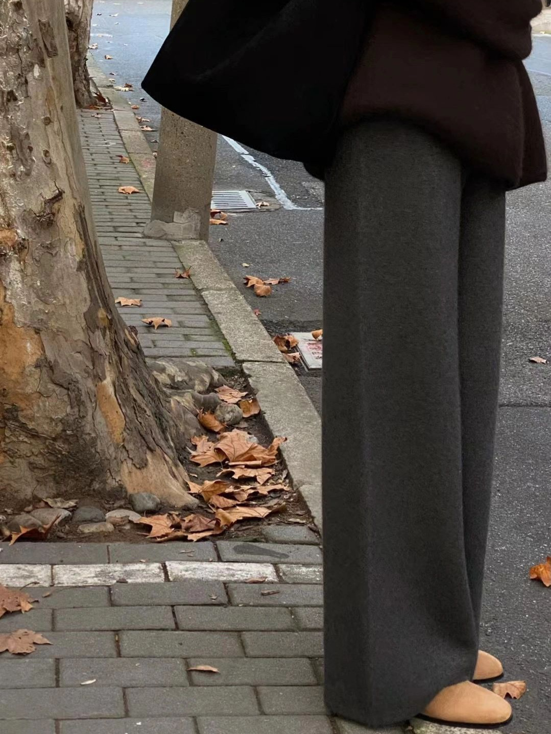 レディースワイドパンツ ゆったりシルエットストレートワイドパンツ