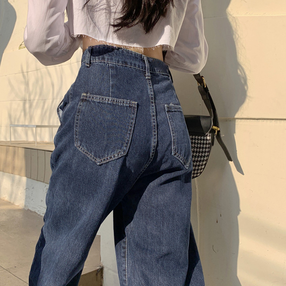 レディースワイドパンツ 折り襟デザイン ハイウエストデニムワイドパンツ