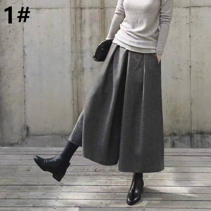 レディースワイドパンツ 秋冬新作 スカーチョ ワイドパンツ 九分丈 レディース