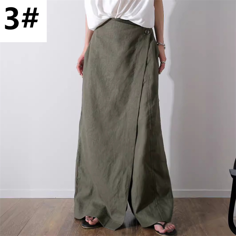 レディースワイドパンツ 夏新作 麻風ワイドパンツ ロング丈 体型カバー 通勤対応 レディース
