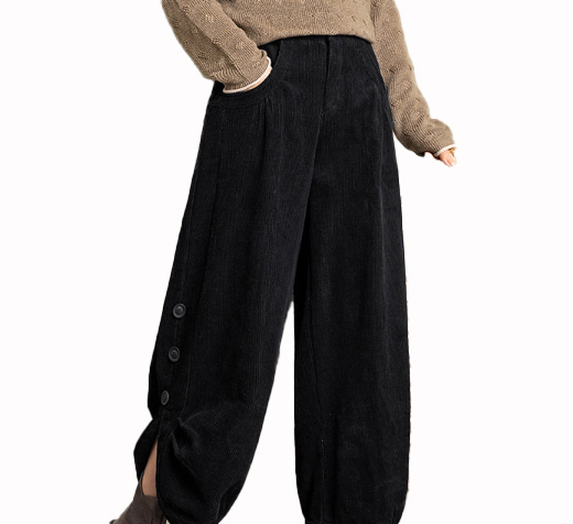 レディースワイドパンツ 二〇二四年新作 女性用細畝織りゆったり型その他万能パンツ