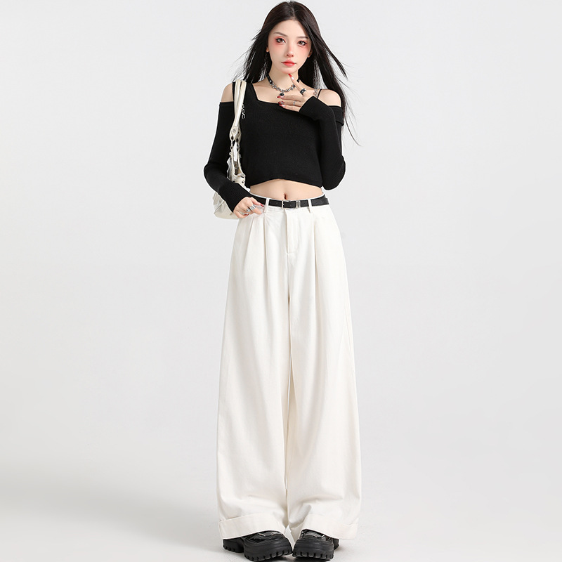 レディースワイドパンツ ドレープタック入りワイドパンツ