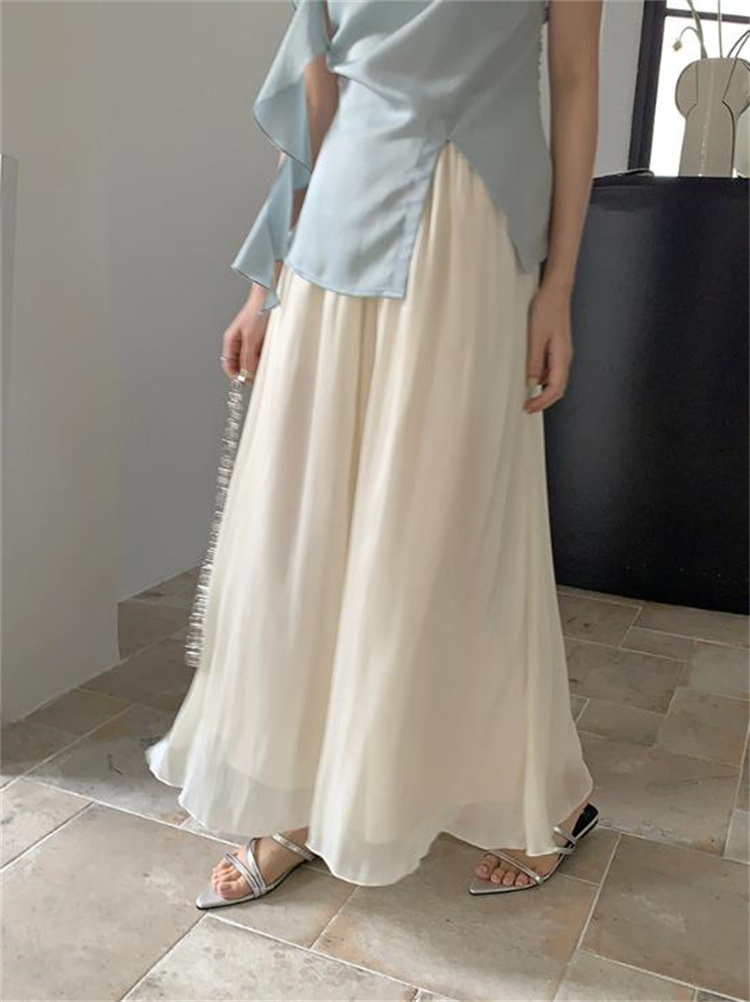レディースワイドパンツ ハイウエスト 優美シルエット スカーチョ