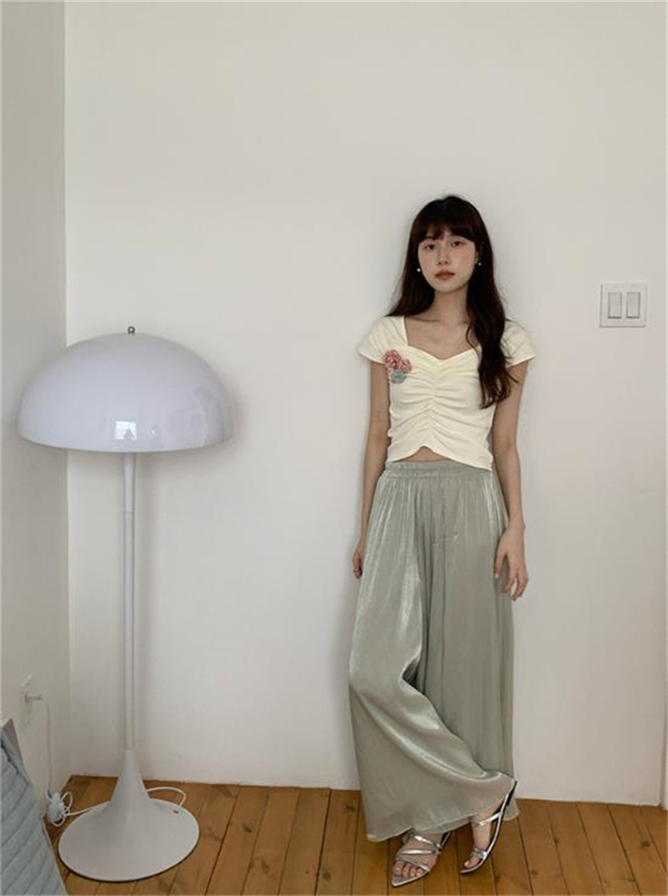 レディースワイドパンツ ハイウエスト 優美シルエット スカーチョ