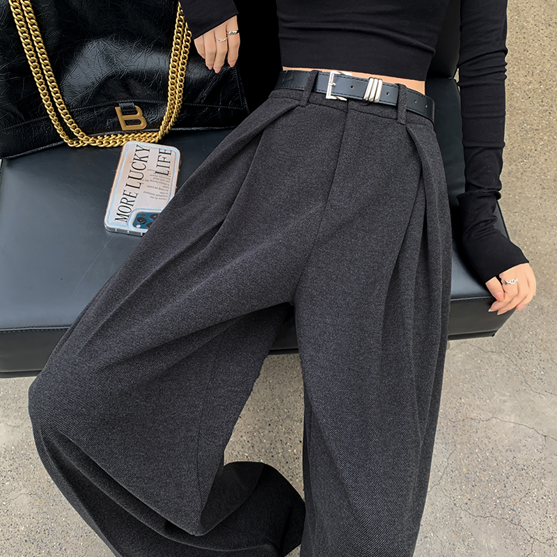 レディースワイドパンツ タックプリーツ美シルエットワイドパンツ