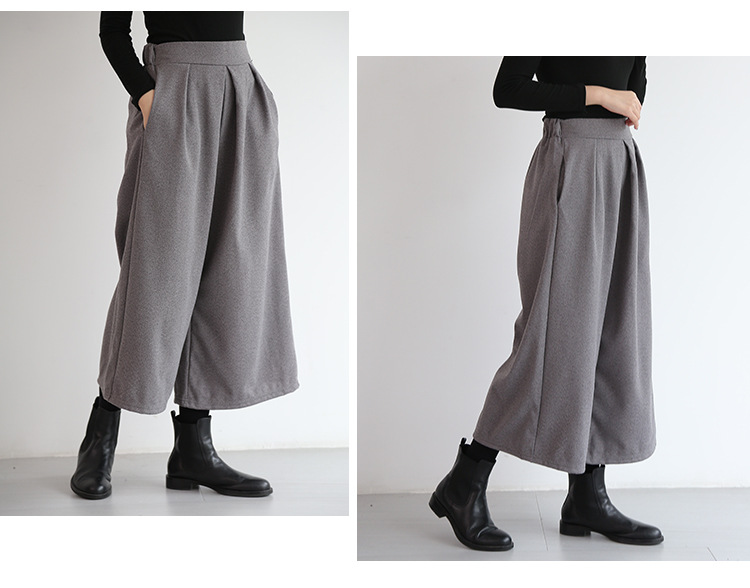レディースワイドパンツ 秋冬新作 スカーチョ ワイドパンツ 九分丈 レディース