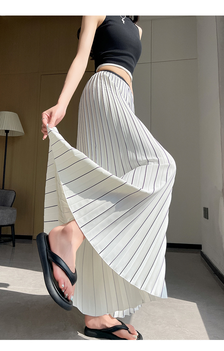 レディースワイドパンツ 優雅な揺れ感プリーツワイドパンツ