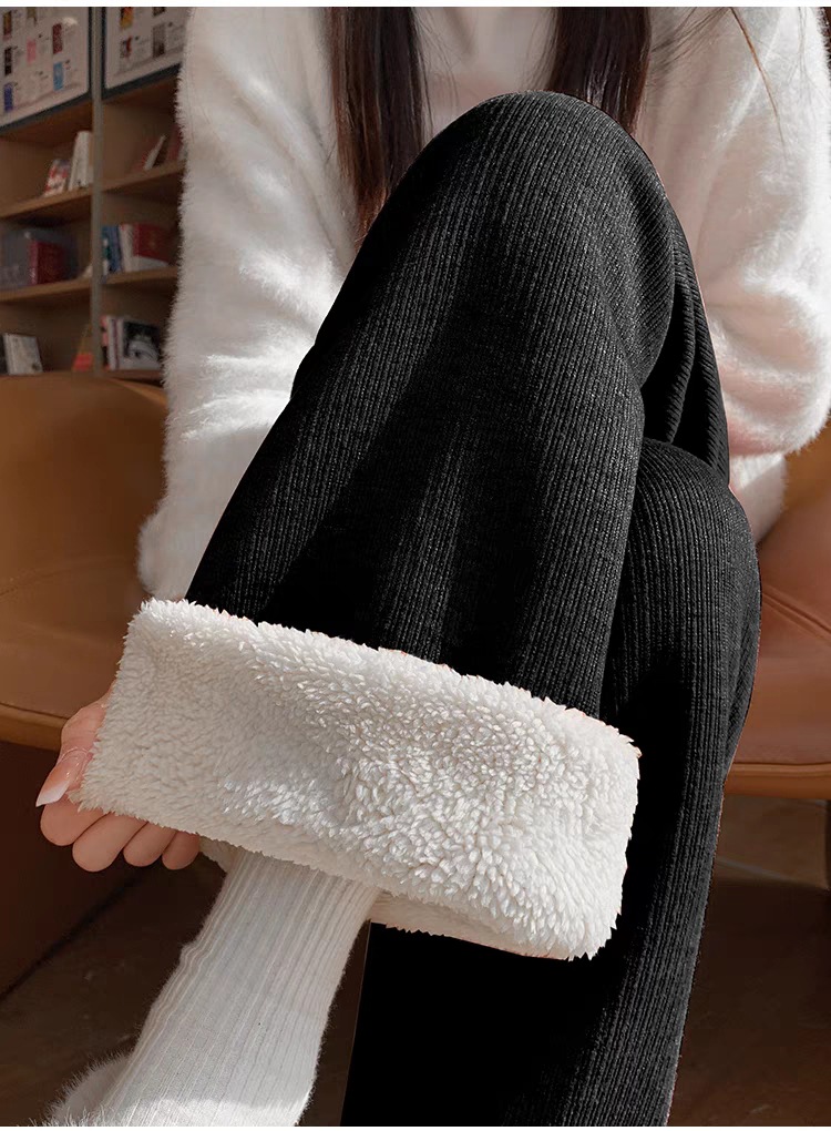 レディースワイドパンツ もこもこ あったか のびのびワイドパンツ