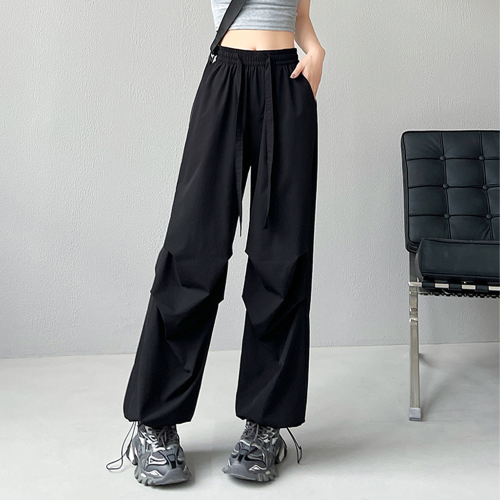 レディースワイドパンツ 多機能ポケット付きゆったりワイドパンツ韓国風