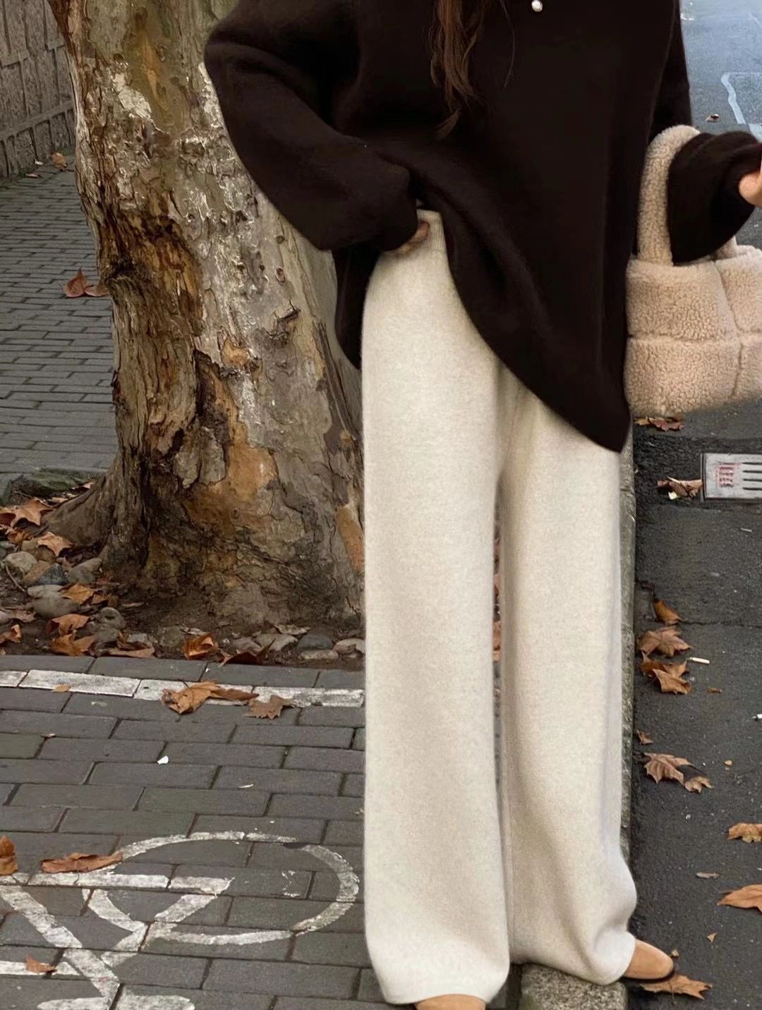 レディースワイドパンツ ゆったりシルエットストレートワイドパンツ