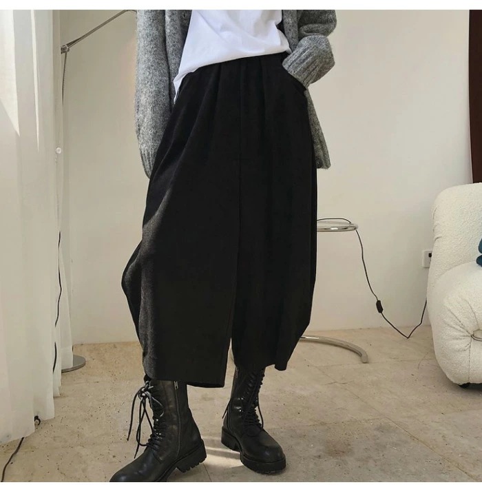 レディースワイドパンツ ゆったり風船パンツ九分丈ウエストゴム女性用その他