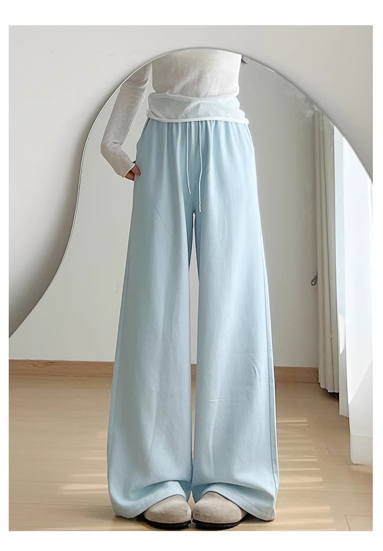 レディースワイドパンツ ゆったり上質リネン風ストレートパンツ