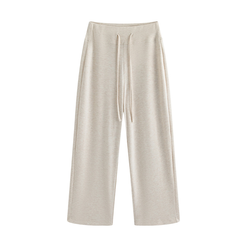 レディースワイドパンツ 韓国風紐付きワイドパンツ女性用ボトムス3色展開