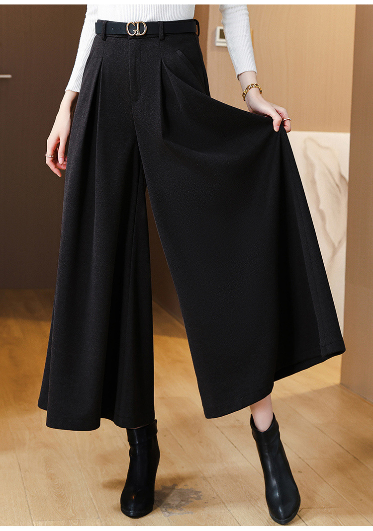 レディースワイドパンツ プリーツロングパンツ フレア仕立て