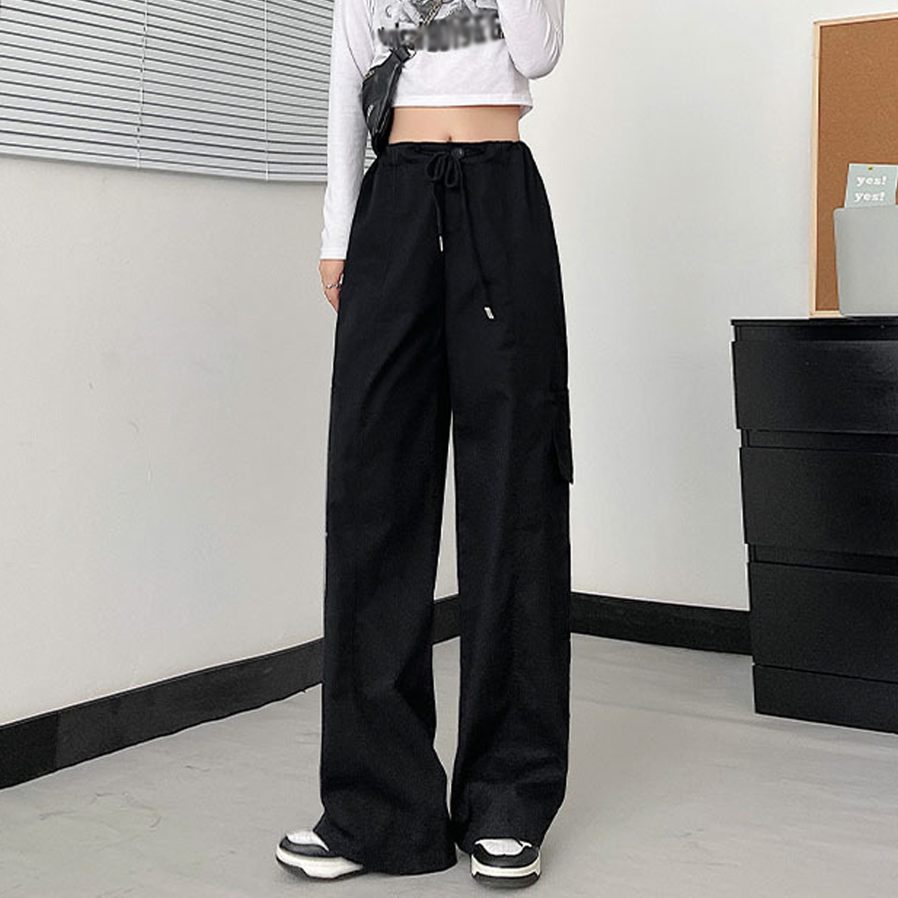 レディースワイドパンツ ハイウエスト チノワイドパンツ カーゴポケット