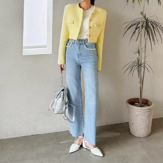 レディースワイドパンツ 2025新作 ハイウエストデニム ゆったりワイドパンツ レディース