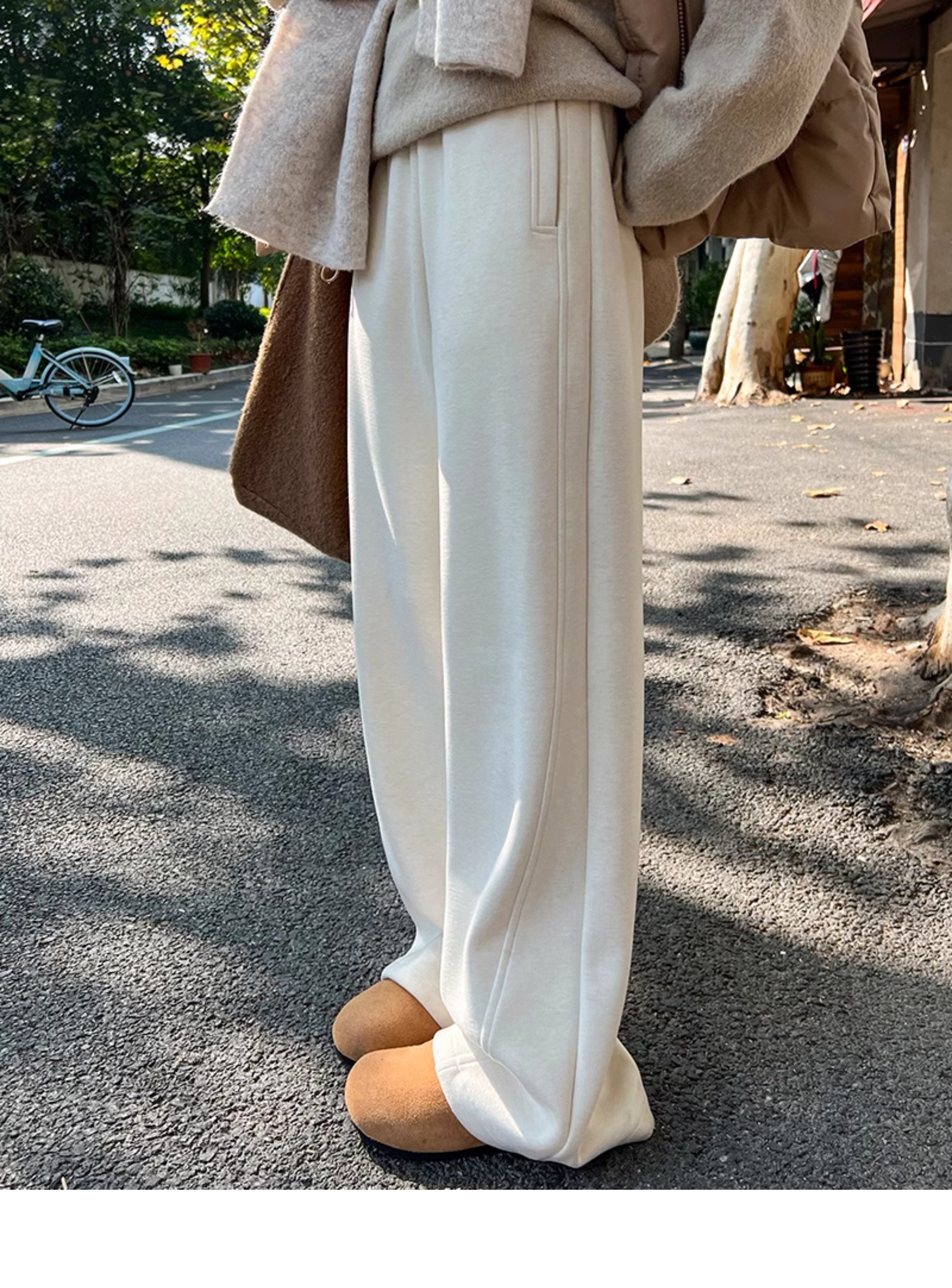 レディースワイドパンツ あったか裏起毛ワイドルーズパンツ