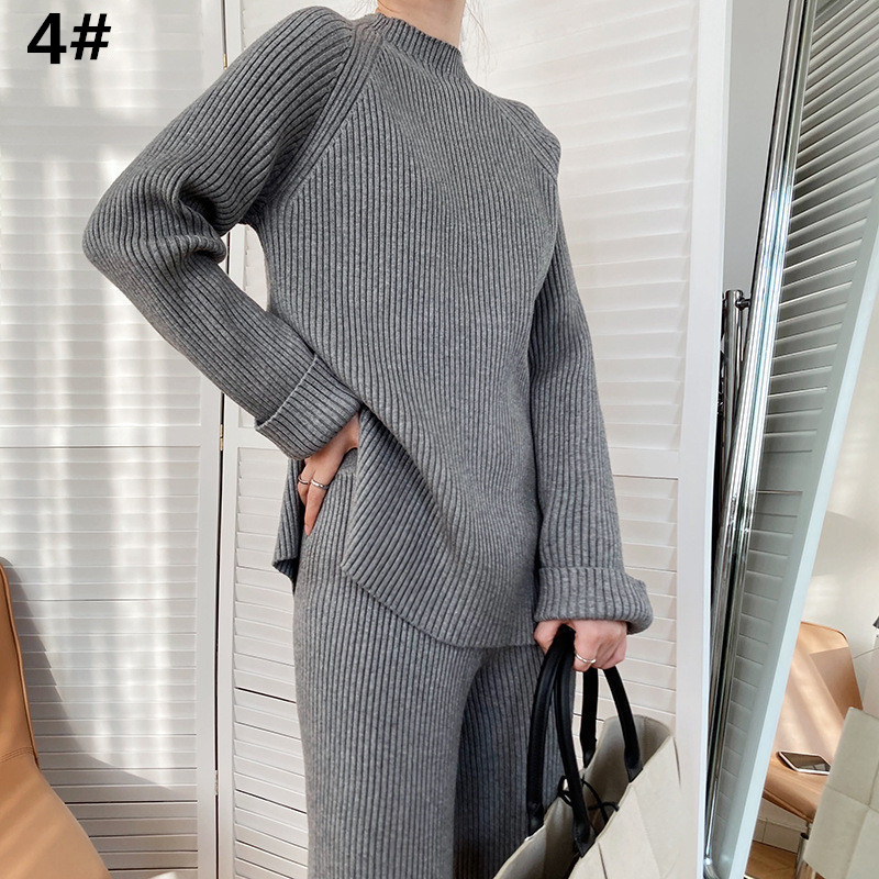 レディースワイドパンツ 2025年新作韓国風ニット上下セットアップ