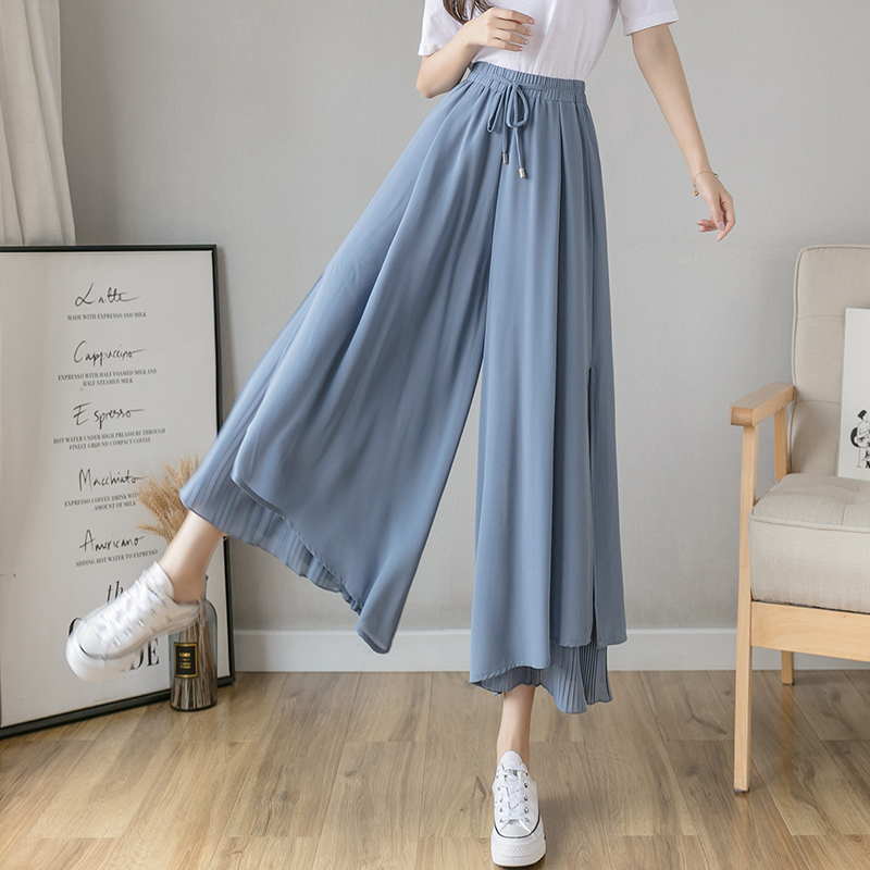 レディースワイドパンツ ゆったり揺れる優雅スカンツ