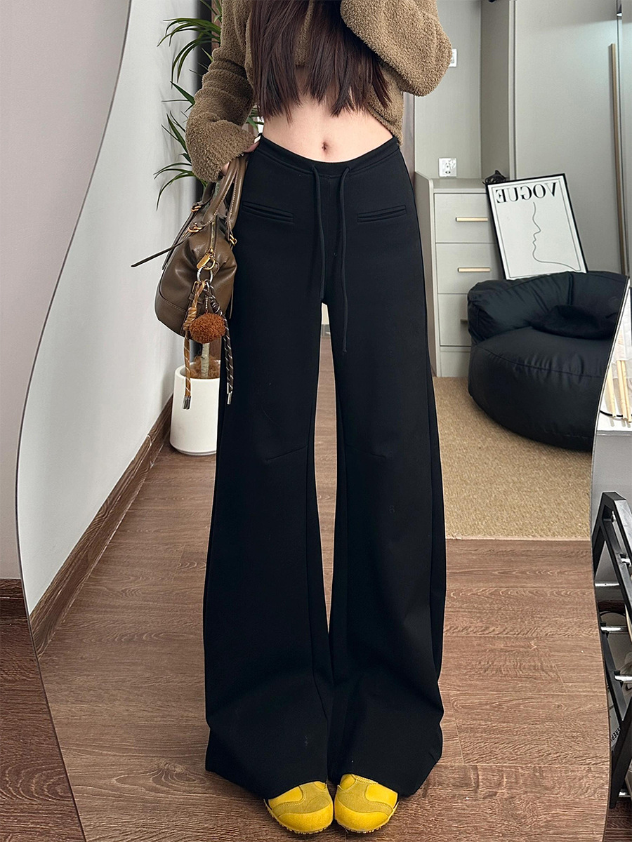レディースワイドパンツ ゆったり美脚スウェットワイドパンツ