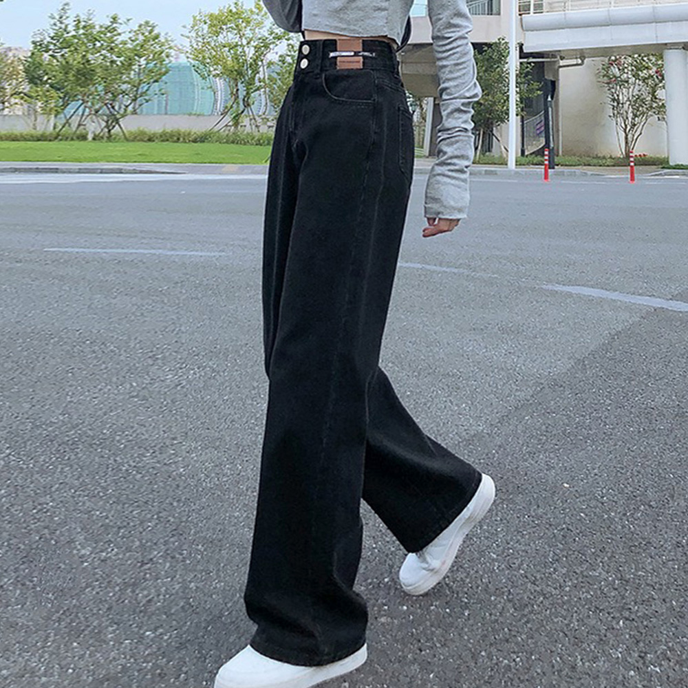 レディースワイドパンツ ハイウエストデニムワイドパンツ 美脚シルエット