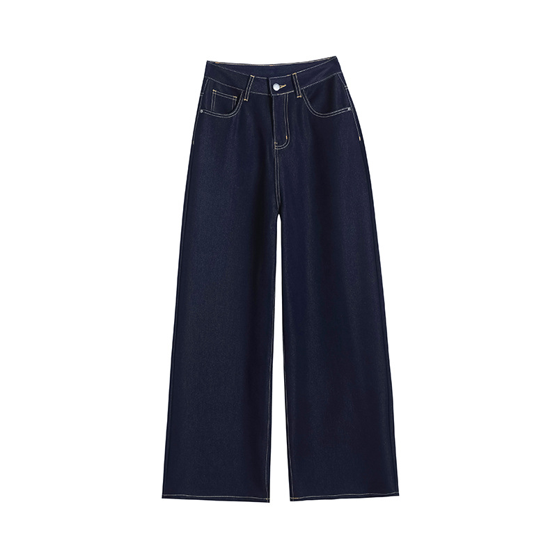 レディースワイドパンツ ハイウエストゆったりシルエットデニムワイドパンツ