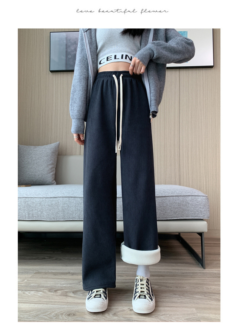 レディースワイドパンツ ふわりと包む 畦編みリラックスパンツ