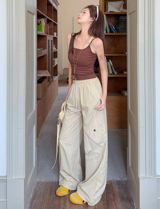 レディースワイドパンツ レディース カーゴポケット付き ワイドパンツ