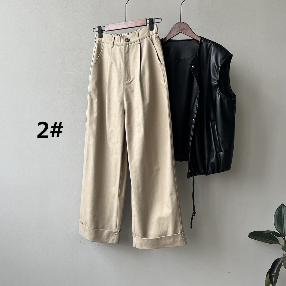 レディースワイドパンツ 2025年秋新作 チノパン ハイウエスト ワイドパンツ レディース ボトムス