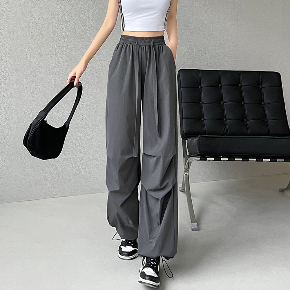 レディースワイドパンツ 多機能ポケット付きゆったりワイドパンツ韓国風