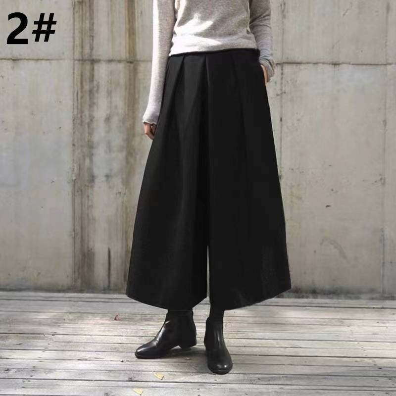 レディースワイドパンツ 秋冬新作 スカーチョ ワイドパンツ 九分丈 レディース