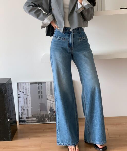 レディースワイドパンツ ハイウエストデニムワイドパンツ