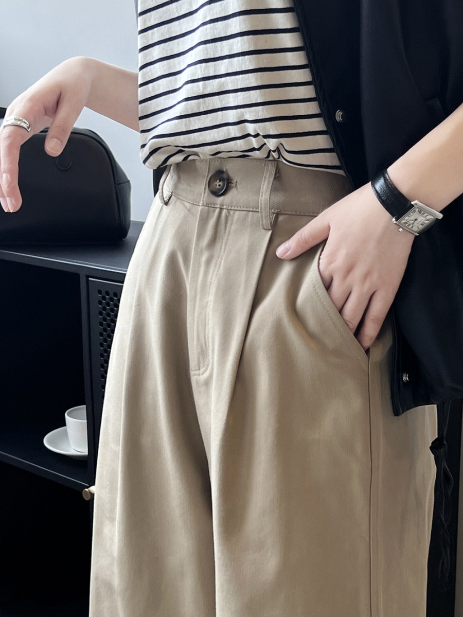 レディースワイドパンツ 2025年秋新作 チノパン ハイウエスト ワイドパンツ レディース ボトムス