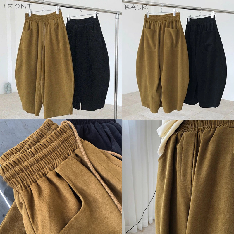 レディースワイドパンツ ゆったり風船パンツ九分丈ウエストゴム女性用その他