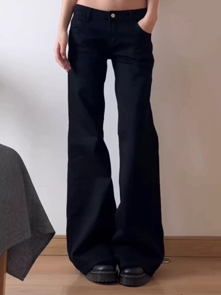 レディースワイドパンツ 超ロング丈フレアシルエットデニムワイドパンツ