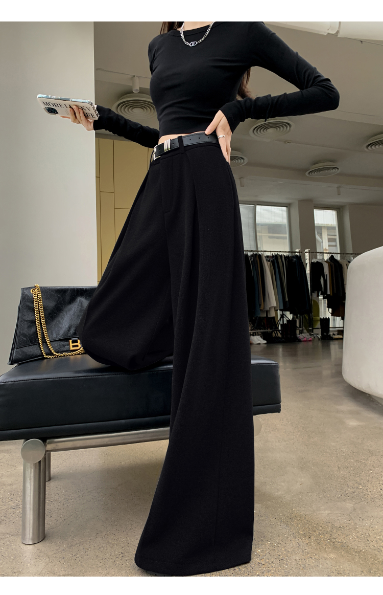 レディースワイドパンツ タックプリーツ美シルエットワイドパンツ