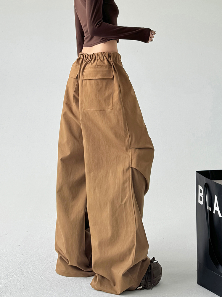 レディースワイドパンツ 立体デザイン ドレープワイドパンツ