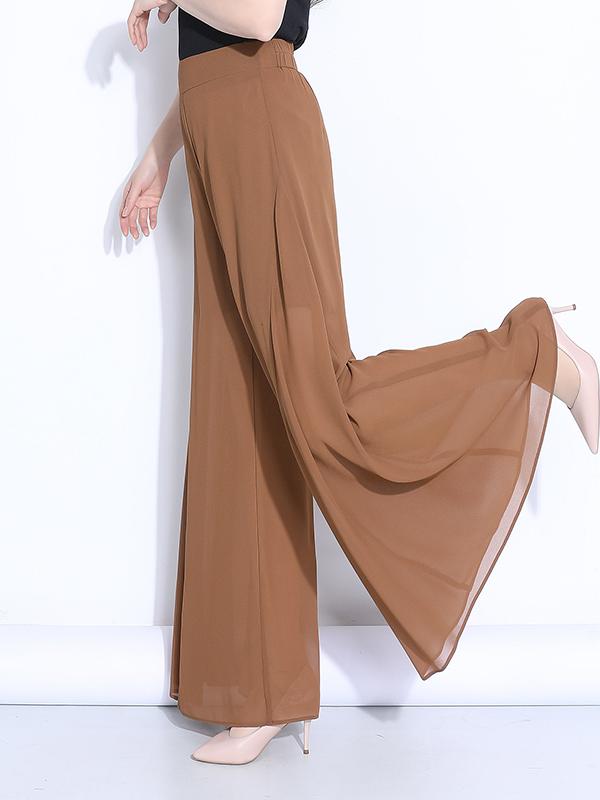 レディースワイドパンツ すらりと伸びるシフォンワイドパンツ