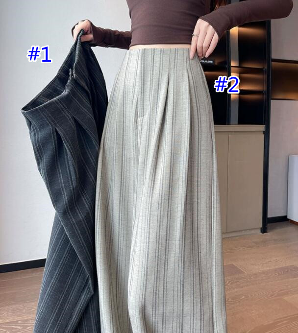 レディースワイドパンツ レディース ストライプ柄ワイドパンツ ゆったりスラックス