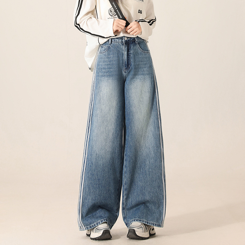 デニムワイドパンツ サイドラインワイドデニムパンツ